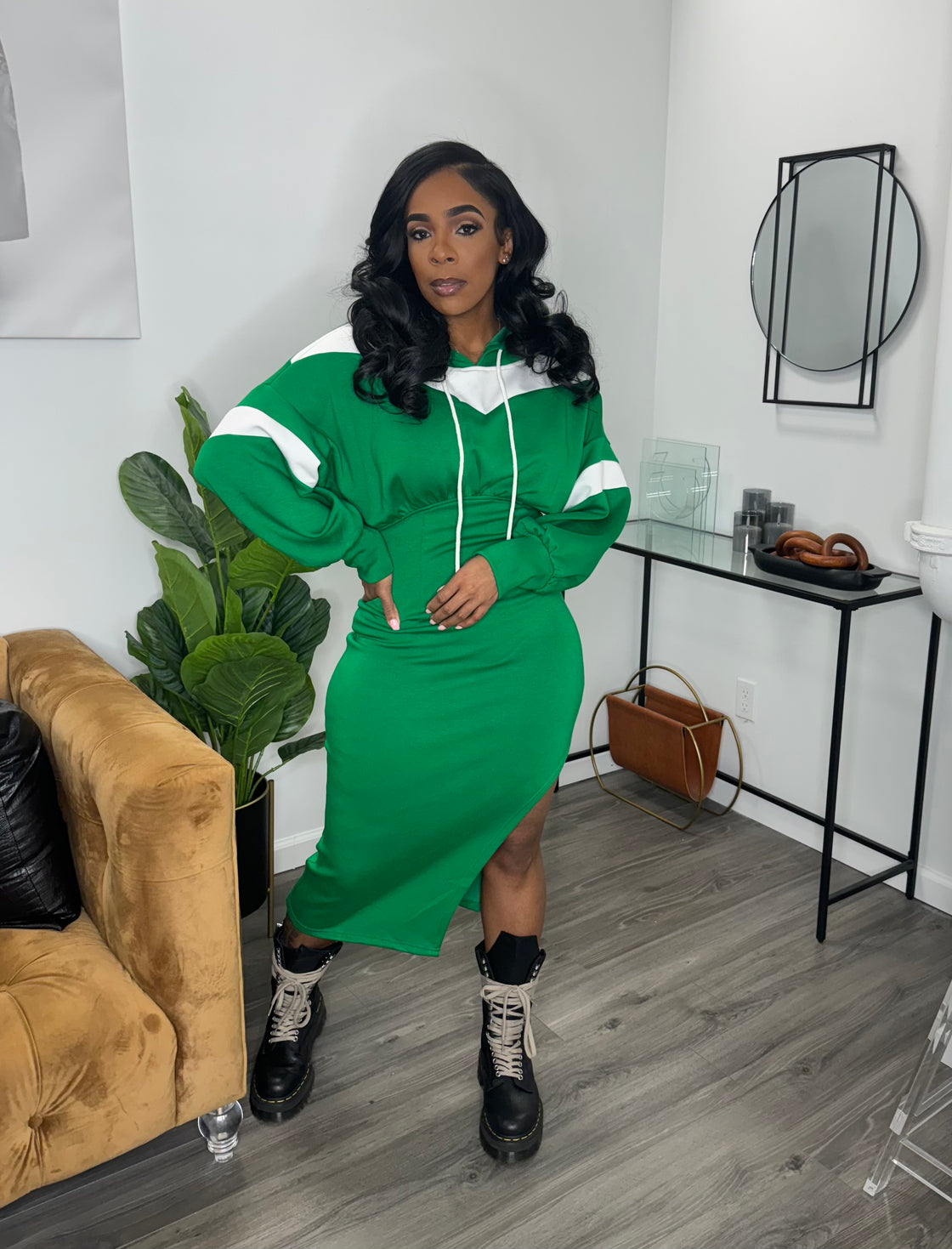 Green Hoodie Dress