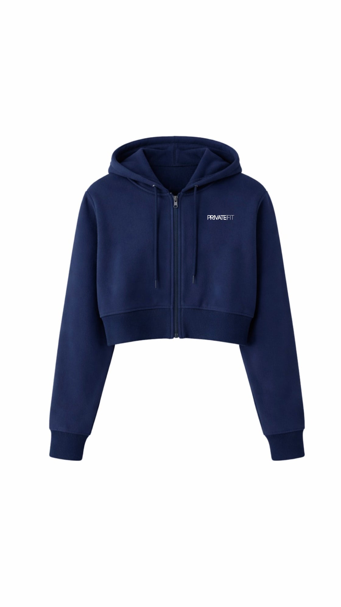 Navy Private Fit Crop Hoodie