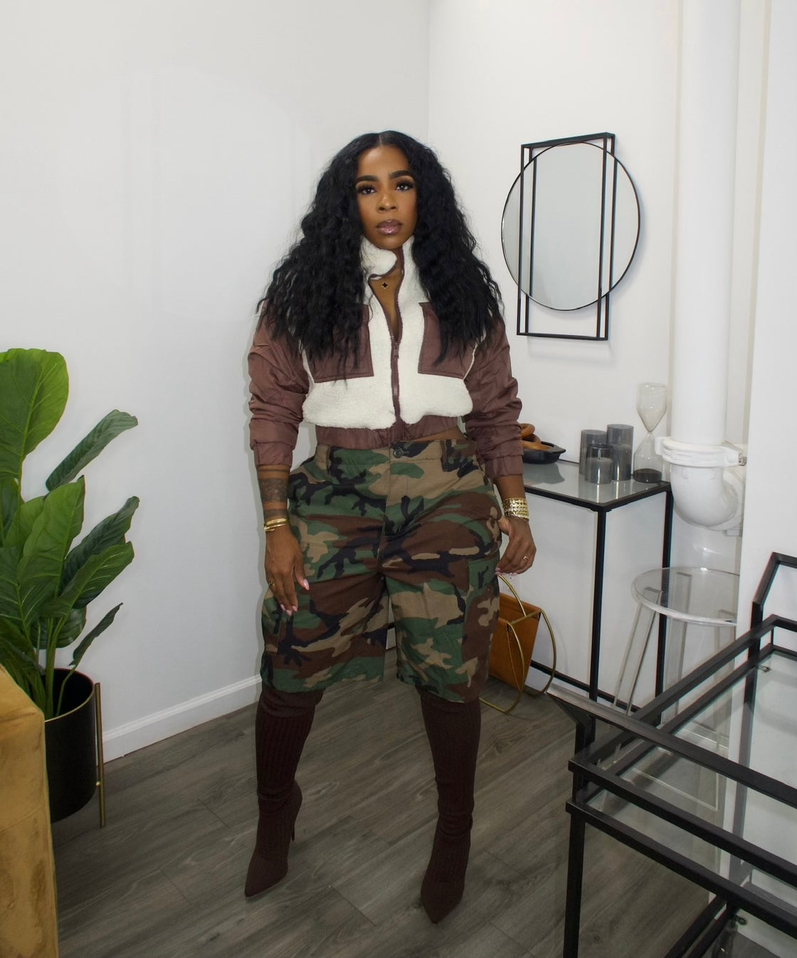 Cream & Brown Bomber