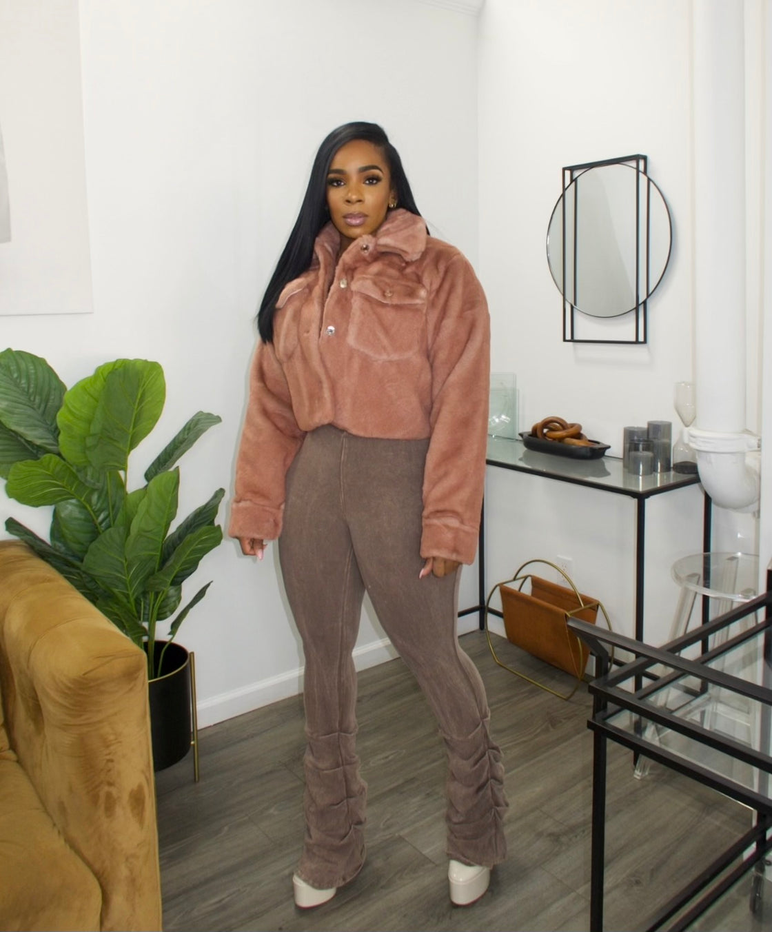 Pink Champagne Fur Jacket ￼