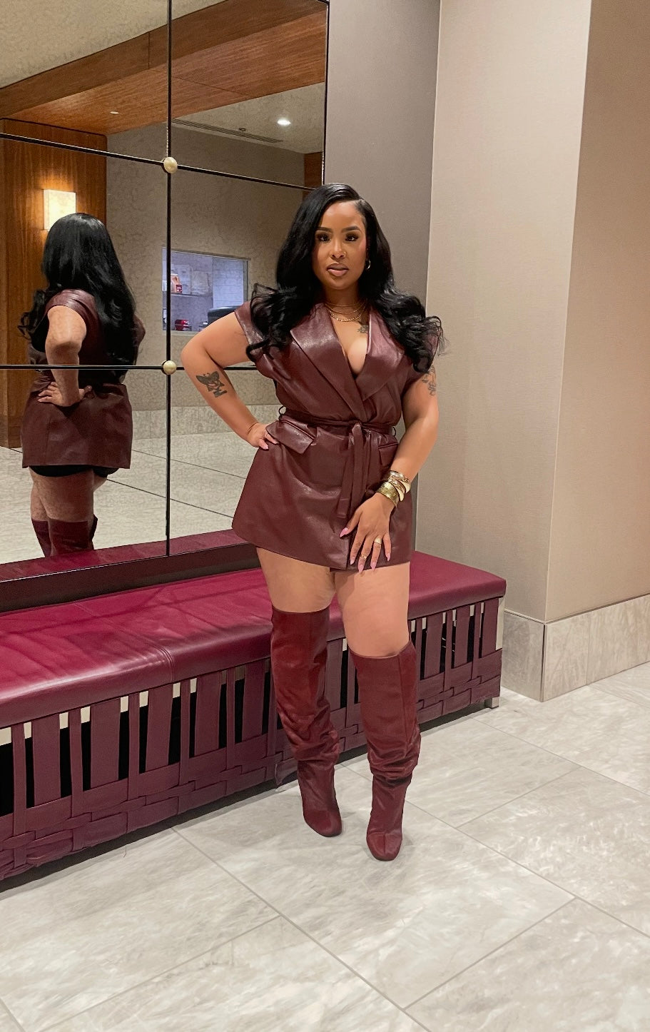 Burgundy Leather Vest ￼